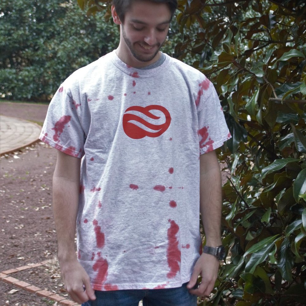 Light Grey & Red Blood Connection Tie-Dye Shirt